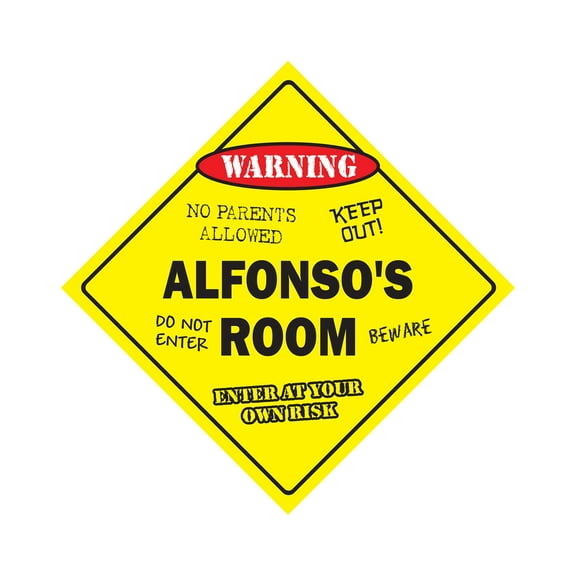 Alfonso's Room Sign Crossing Zone Xing | Indoor/Outdoor | 20" Tall kids bedroom decor door children's name boy girl