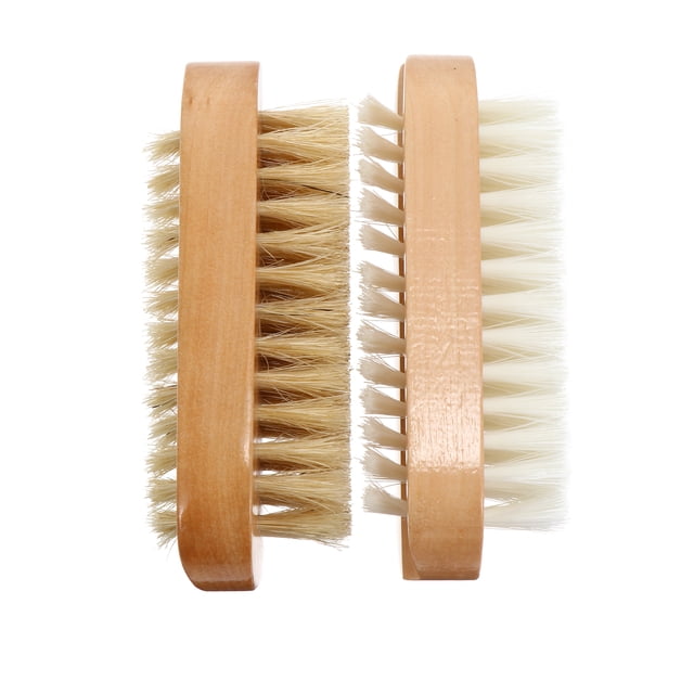 2 cepillos de madera para uñas, cepillos de manicura, limpiadores de uñas.