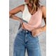 thumbnail image 2 of ABPHQTO Camiseta de tirantes de mujer de punto color block rosa, 2 of 5