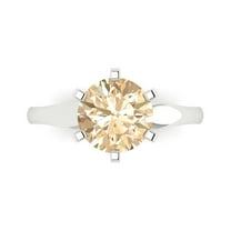 2.5 ctw Solitaire Anniversary Ring for Women | Round Cut Natural Morganite | Hyperallergenic Solid 18K White Gold