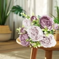 thumbnail image 6 of Beautiful Artificial Silk Peony Fake Flowers Bouquet, 12 x 9 in Realistic Multicolor Faux Floral Arrangement for Wedding, Bridal, Valentine, Day, Home Centerpiece & Table Decor, 6 of 6