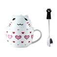 thumbnail image 1 of Taza Doble de Cerámica HappyWare Kawaii Corazones con Cuchara, 1 of 3