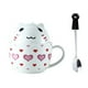 thumbnail image 1 of Taza Doble de Cerámica HappyWare Kawaii Corazones con Cuchara, 1 of 3
