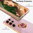 thumbnail image 4 of ORUYROP for Samsung Galaxy S24 Ultra Case with Screen Protector, Built-in 360 Rotation Ring Holder Magnetic Stand, Luxury Shiny Plating Edge Shockproof Electroplated Protective Cover (Purple/G, 4 of 6
