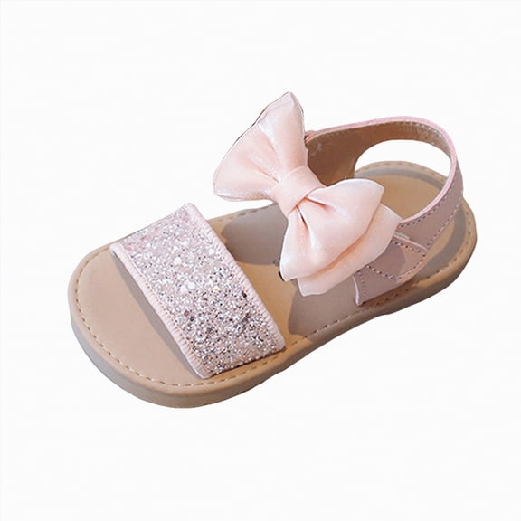 Ymyiu Baby Sandals Girl Girl's Dress Flat Sandals Sparkly Rhinestone Summer Open Toe Teens Slides Size 8 (Pink,Toddler 8)
