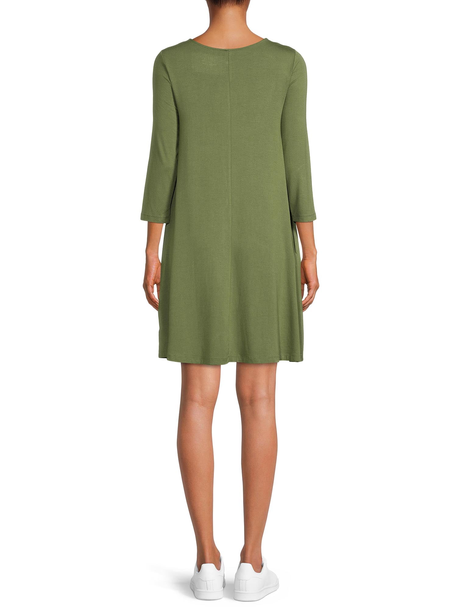 Time and Tru Women's Knit Dress with 3/4-Length Sleeves