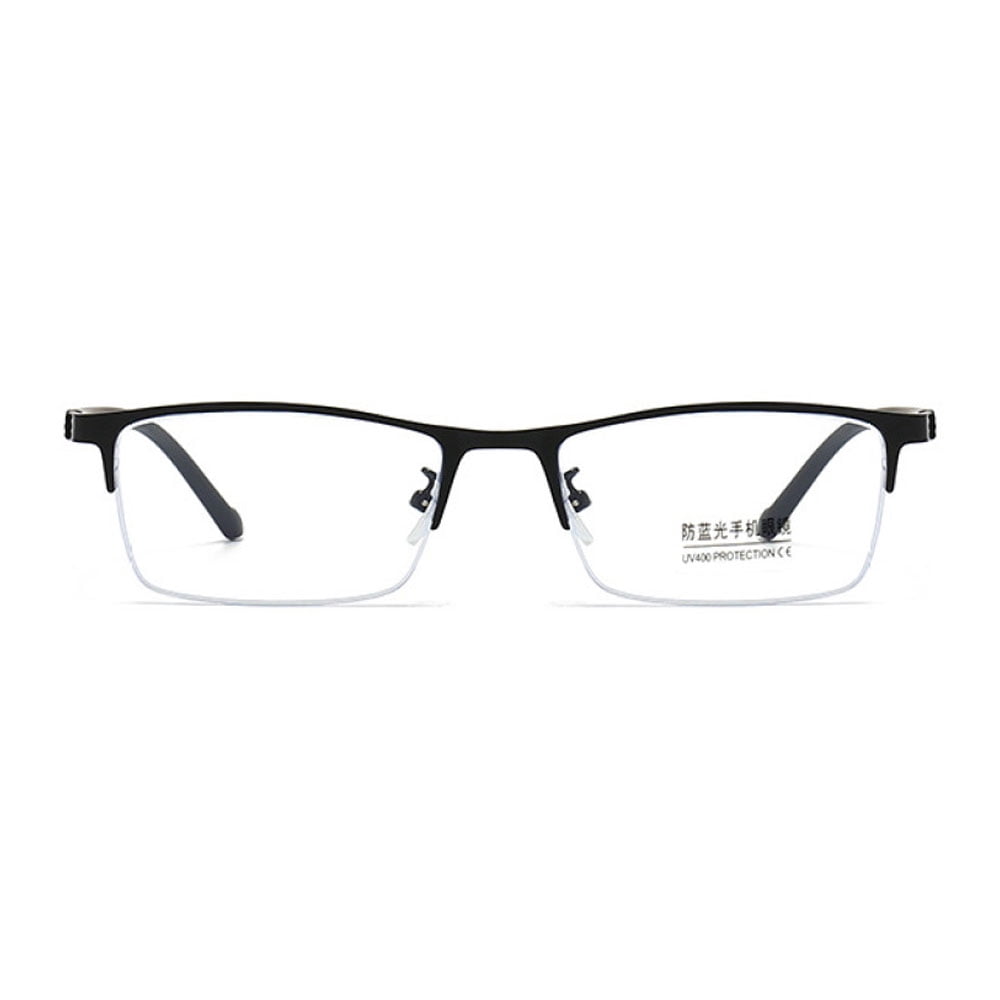 3 Pairs of Blue Light Blocking Flexible Reading Glasses 3.00 for Men, Black Business Lightweight Retro Half Rim Metal Readers +3.00