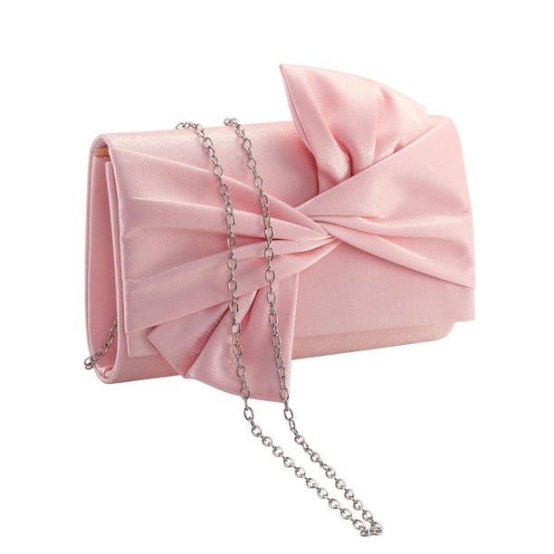 Bolso de noche de satén Wallyn's Clutch Purse para mujer (rosa)