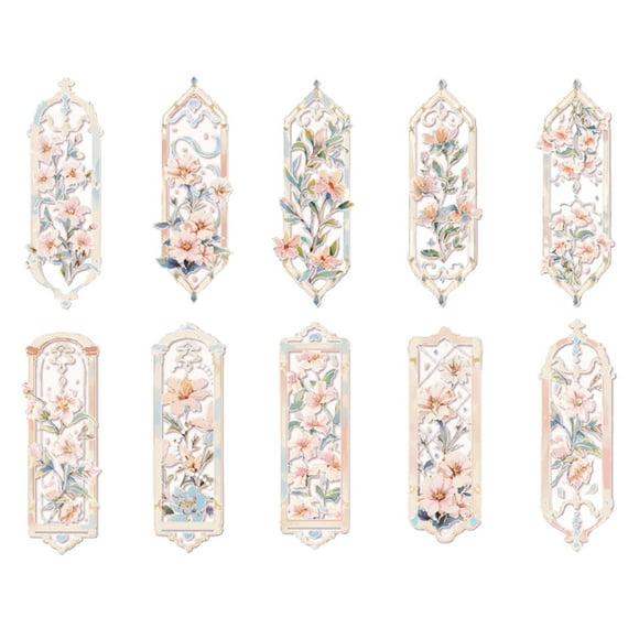 GFHFHITJ Book Mark Marque-Page 10 Pcs Fleur PVC Marque-Page pour Hommes Femmes Amateurs de Livres Fait à la Main Transparent Fleur Bookmarks Boîte Ensemble pour Cadeau d'Anniversaire