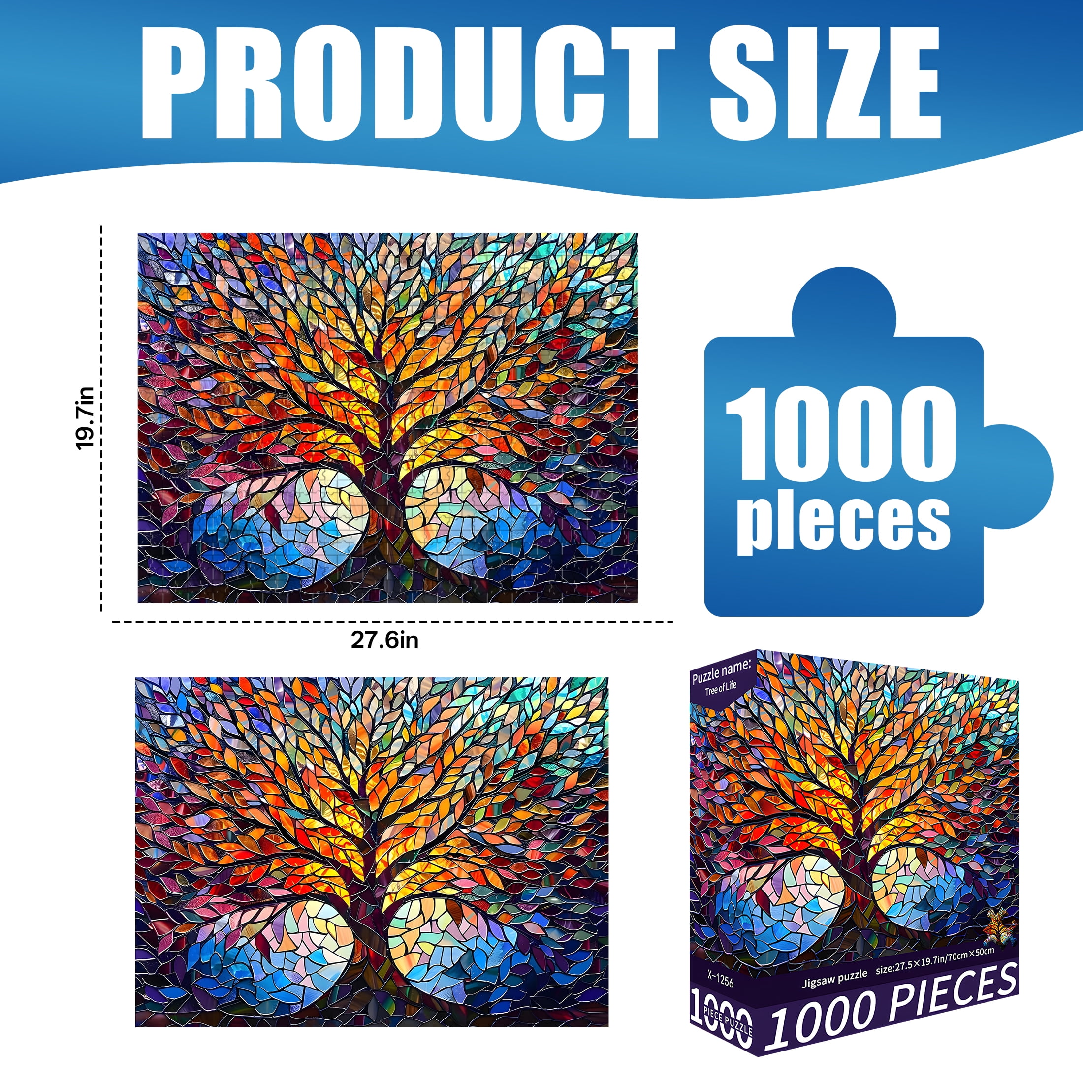 CYFW Life Tree Puzzles for Adults 1000 Pieces,Unique Puzzles for Adults,Stress Relief Adult Puzzles,27.6x19.7 Inches Adult Jigsaw Puzzles for Gifts