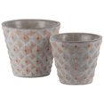 thumbnail image 2 of Benzara BM180848 Cement Round Embossed Concentric Diamond Design Pot, Vermillion - Set of 2 - 5.75 x 6.5 x 6.5 in., 2 of 2
