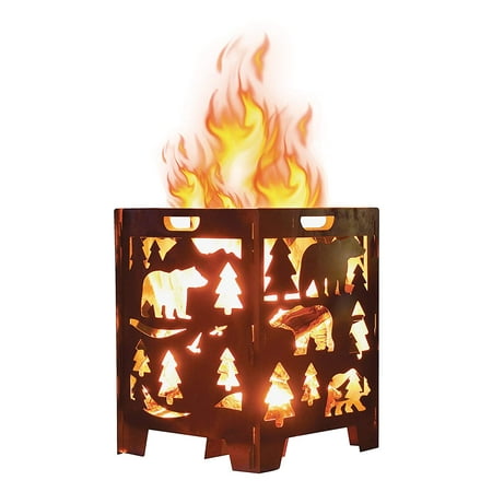 BEAR Wood Burning Pit, Burn Cage, Incinerator Barrel, Great for Patio and Outdoor Backyard Bonfire Heavy Duty Large 21 x 21 x 27