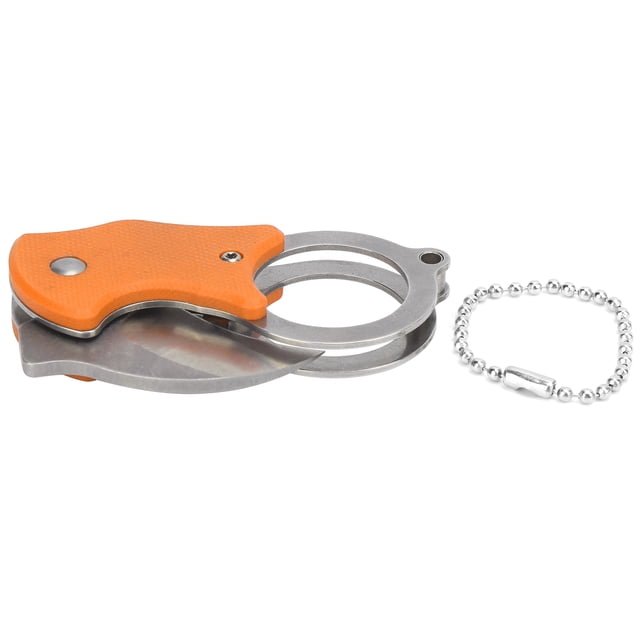 Cuchillo portátil de acero inoxidable con hoja de garra de águila, minicuchillo plegable para exteriores con llavero, color naranja
