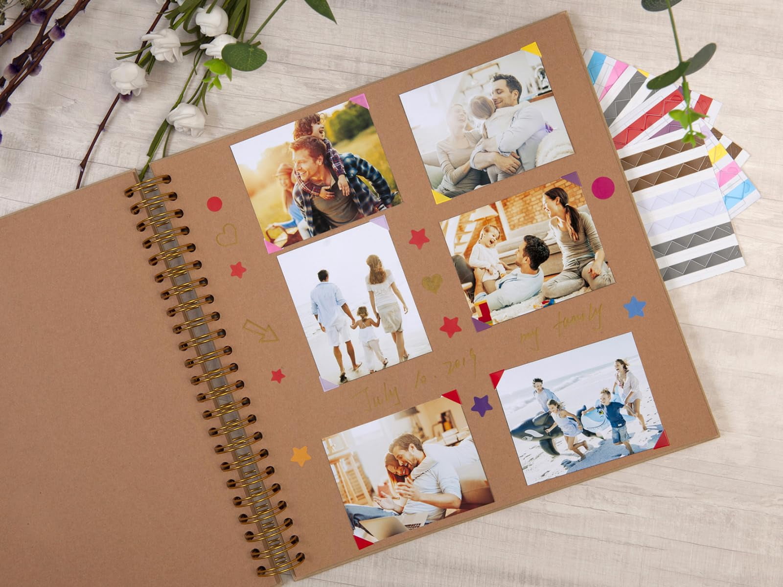 Lanola DIY Scrapbook Album Hardcover Kraft Paper Scrap Book Photo Albums Memory Book for Wedding and Anniversary Family