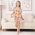 thumbnail image 6 of FORMRS Kids Short Sleeve Top and Pants Pajama Set Unisex Satin 2-Piece Sleepwear, Sizes 5-6Y, Cute Oranges, 6 of 8