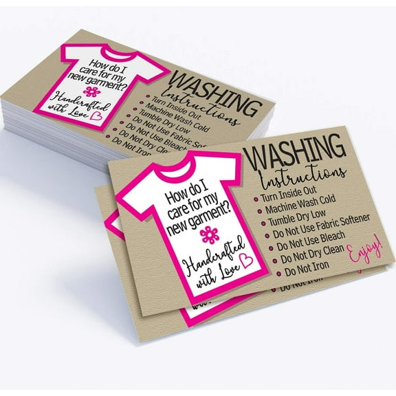 Washing Instructions - Business Thank You Cards - 3.5" x 2" Standard Business Card - Set of 50 - Blank Stationery - Beautiful and Minimalist Business Thank You Cards for Under $10!
