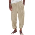 thumbnail image 2 of Puntoco Pantalones casuales largos para hombre Pantalones casuales de moda para hombre de color sólido con botones y pierna recta tipo tubo largos, 2 of 5