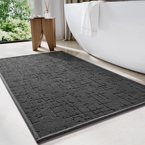 Alfombra De Baño Súper Absorbente, Alfombrilla Fina Antideslizante De Secado Rápido, Lavable a Máquina, Adecuada para Baño, Cocina Y Pasillo, Gris Oscuro