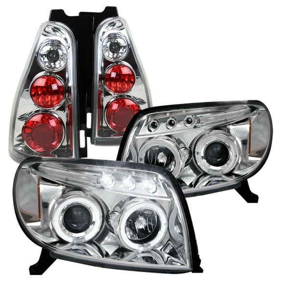 Spec-D Tuning Halo LED Projector Black Headlights White LED Fog Lamp Compatible with 4Runner Left Right Pair Headlamps Assembly