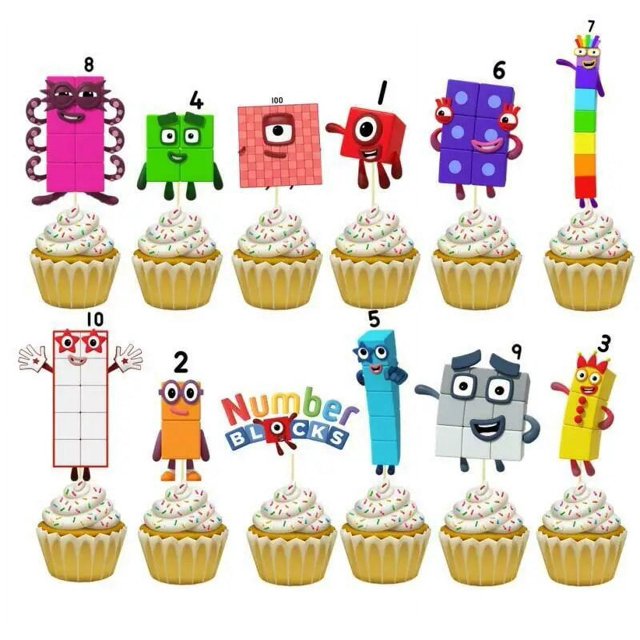 The Numberblocks-Juego de decoración para fiesta de cumpleaños, cartel, taza, plato, mantel, servilleta, bandera, adorno para pastel, suministros de globos para niños