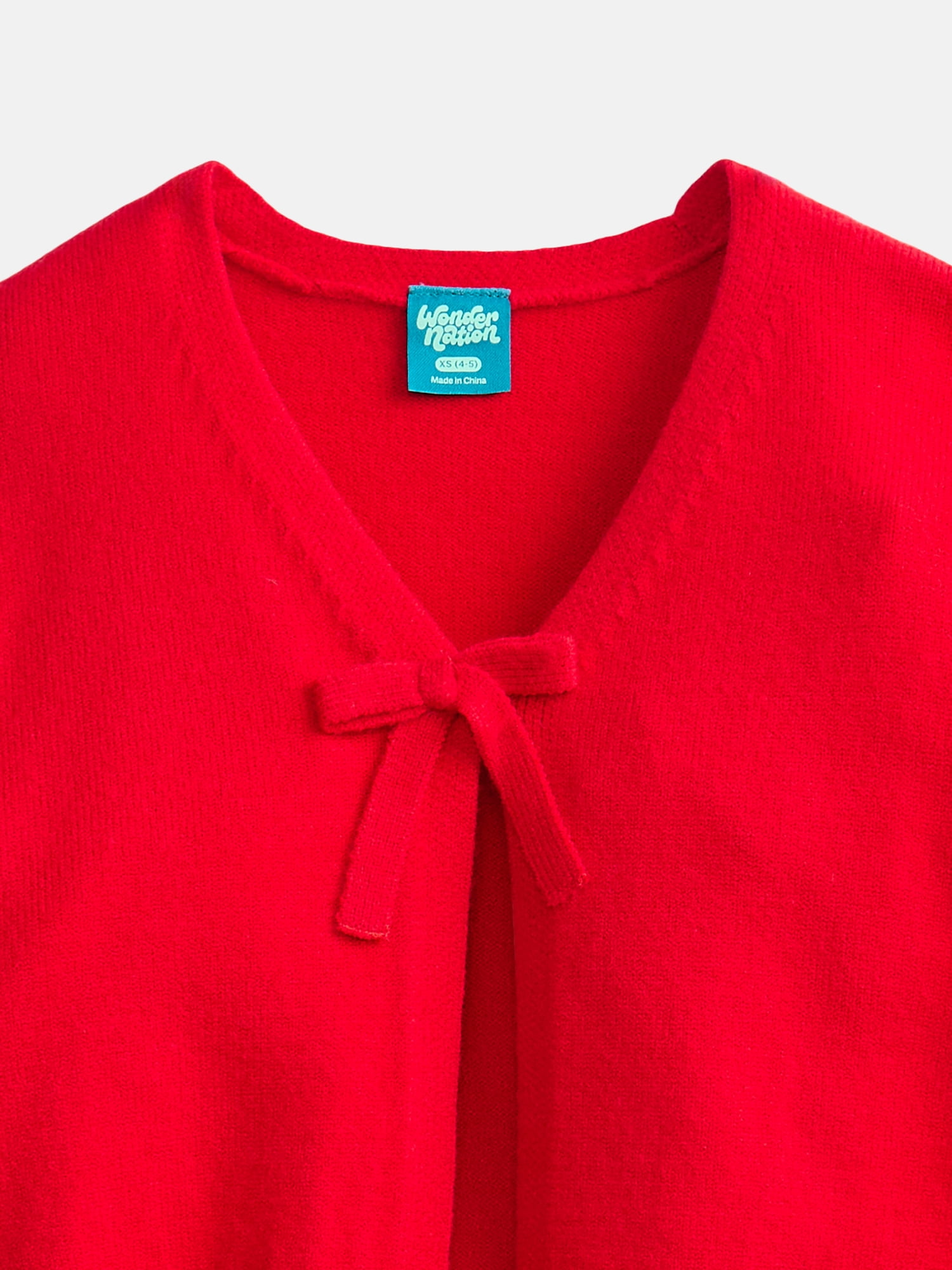 Wonder Nation Girls' Bow Front Cardigan Sweater, Sizes 4-18