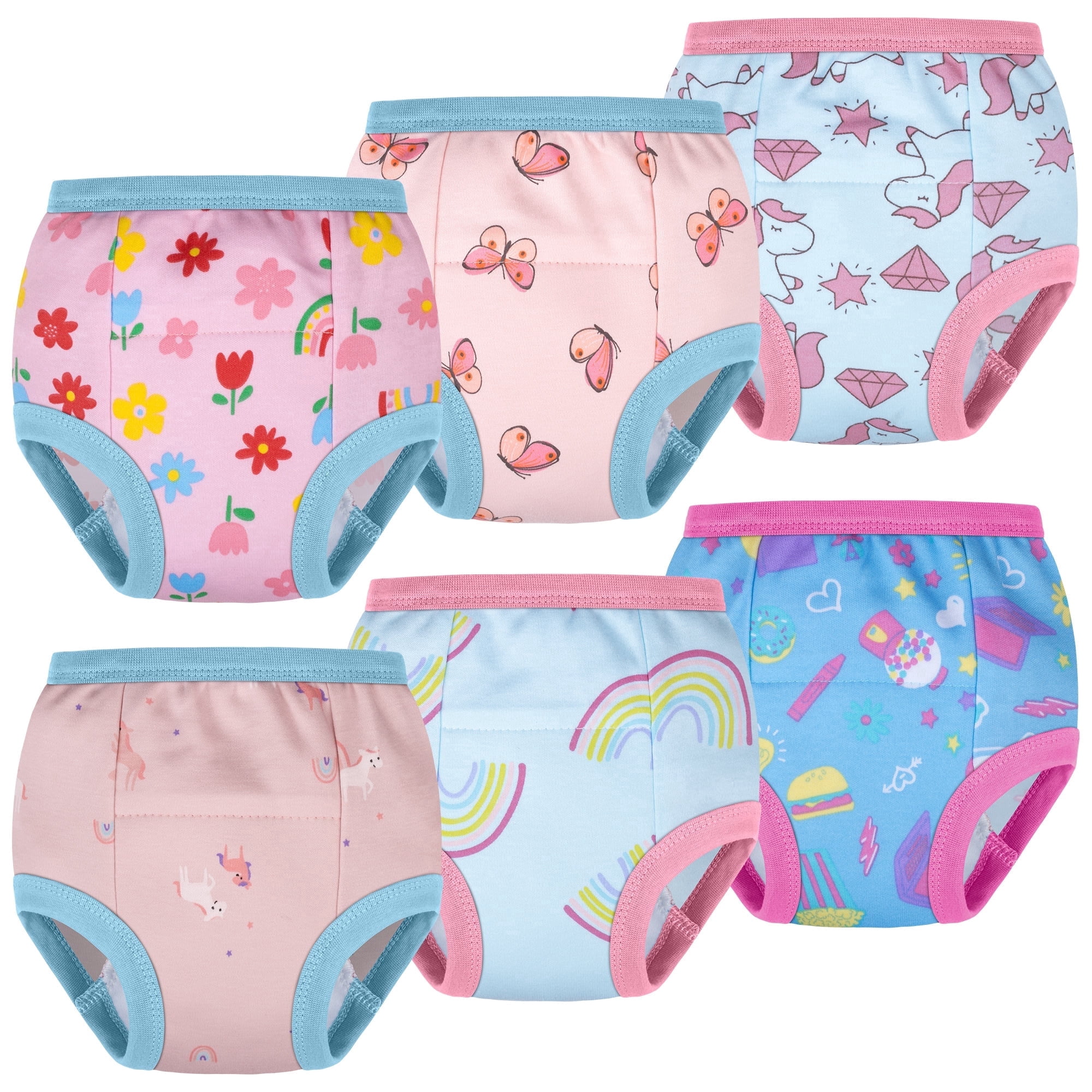 BIG ELEPHANT Toddler Training Underwear, Soft, Absorbent Cotton Pants for Baby Girls, Size 2T