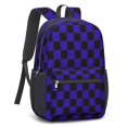 thumbnail image 2 of Blue and Black Checkered Pattern 17" School Backpacks for Teens,Waterproof Oxford Fabric,S-Shape Padded Straps for School,Travel,Hiking,Camping, 2 of 6