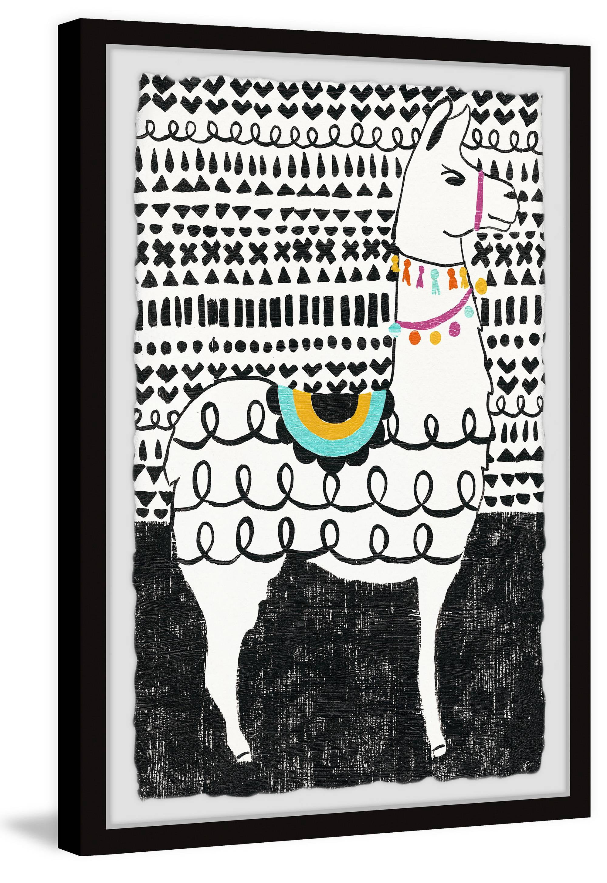 Marmont Hill Llama Loops Framed Wall Art, 8.00" x 1.50"