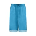 thumbnail image 4 of OOOUM Girls Knee Length Pants High Waist Wide Leg Cropped Pants With Pockets Skinny And Comfortable Summer Bottoms For Kids Sky Blue 9-10 Years, 4 of 4
