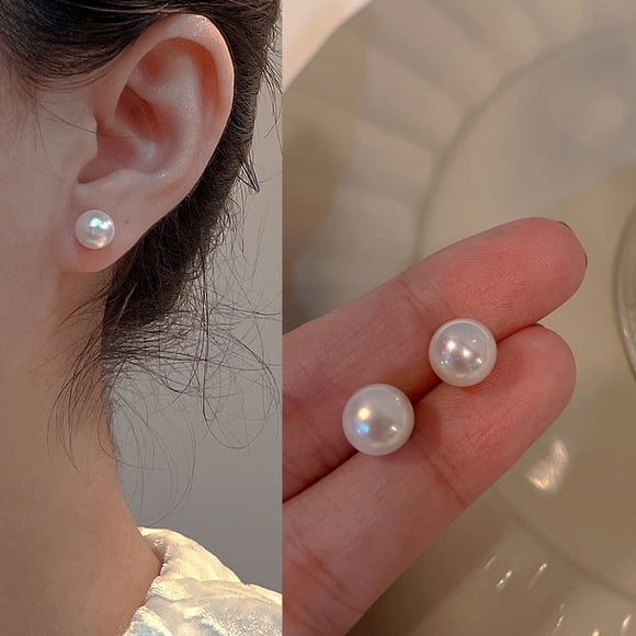 Freshwater Cultured Pearls Stud Earrings Baroque Earrings for Women, Elegant Engagement Wedding Jewelry