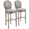 thumbnail image 2 of HOMCOM Upholstered Seating French Country Bar Stools, Gray (Set of 2), 2 of 9