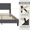 thumbnail image 6 of HOSSLLY Queen Size Platform Bed with Wingback Fabric Upholstered Square Stitched Headboard and Wooden Slats,No Box Spring Needed, Grey, 6 of 8