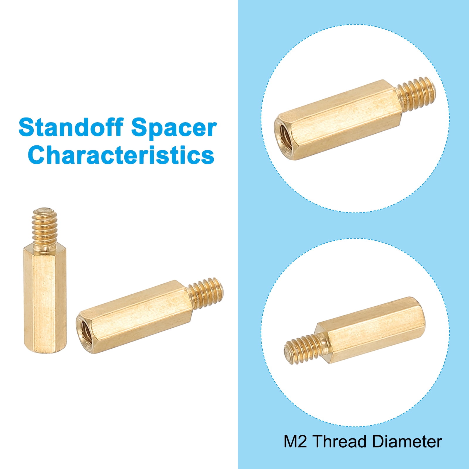 M2.5+6mm Standoff Screws, 240Pcs Male to Female Hex Brass PCB Standoff Spacer Screw Nut Assortment Kit for PCB Computer Circuit Board, Golden
