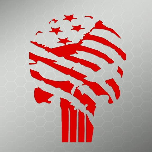 American Flag Punisher Vinyl Decal Sticker|Car Truck Van Wall Laptop|Red|5.5 In|KCD678
