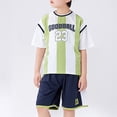 thumbnail image 6 of JAJAHO Summer Boys Athletic Outfits Breathable Mesh Striped Letter Short Sleeve T Shirt And Shorts 2 Piece Set For Kids 5-16Y Trendy Outfit, 6 of 8