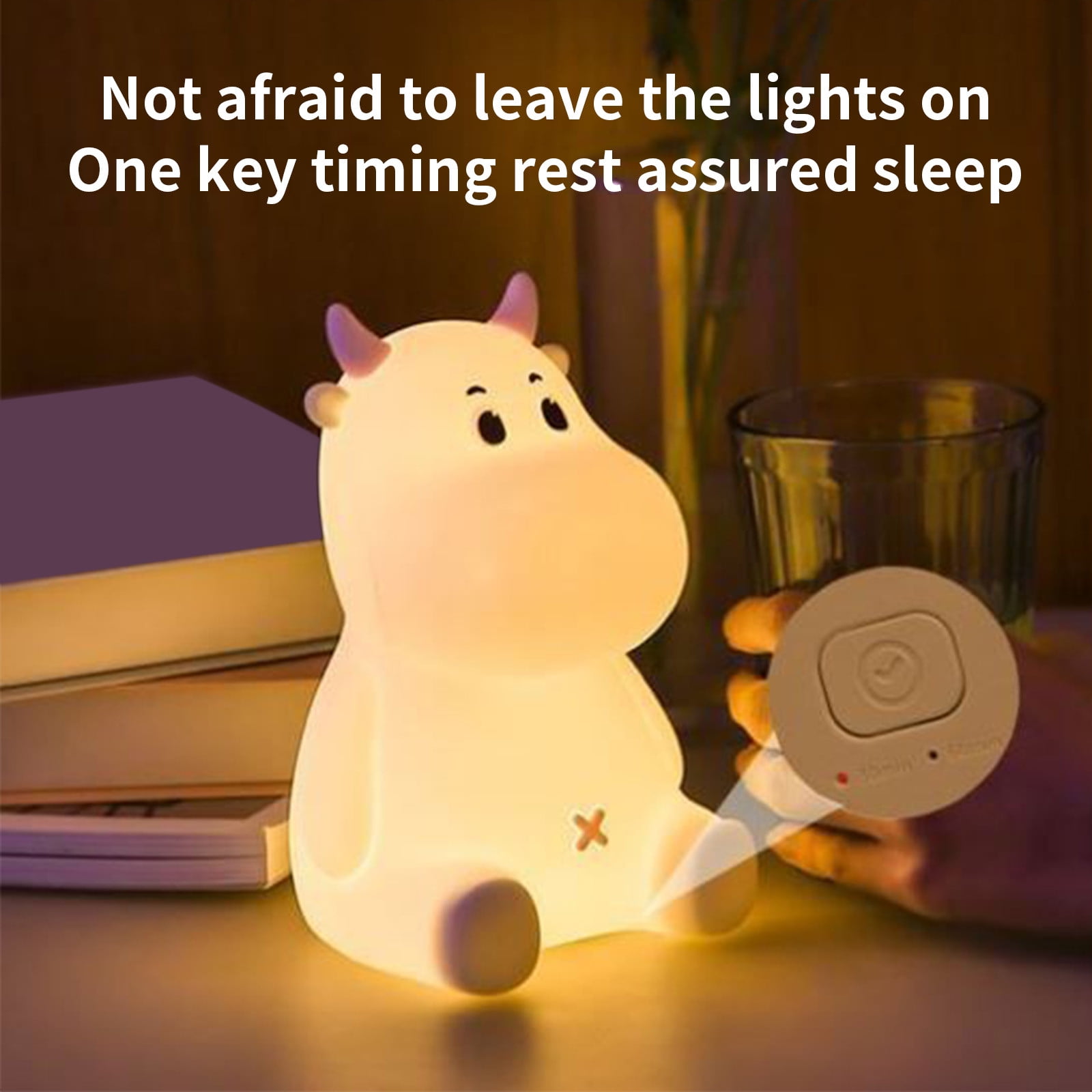 Cute Cow Night Light LED Bedside Lamp Soft Warm Glow Baby Feeding Night Lamp Rechargeable Sleep Light Nursery Bedroom Kids Room Portable Decorative Lighting