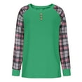 thumbnail image 4 of Lenpel Women's Crewneck Sweatshirts Plaid Long Sleeve Color Block Tunic Tops Casual Pullover Sweatshirts Fall Winter Fashion Outfits(Green,Small), 4 of 7