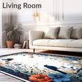 thumbnail image 2 of ODIKA 3'x5' Machine Washable Non-Slip Area Rug, Flower Artistic Boho with Botanical Accents High Traffic Rug, Blue, 79762, 2 of 7
