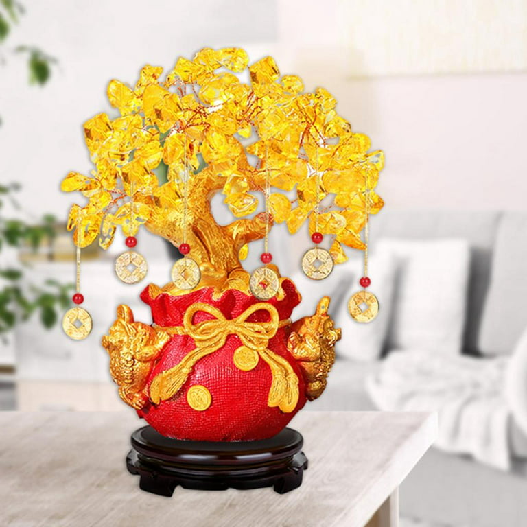 Crystal My Feng Shui Decoration Lucky Tree Bonsai Style Decoration Stand 
