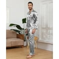 thumbnail image 5 of Mens Silk Pajamas Set Long Sleeve Satin Pajamas Set for Men 2 Piece Mens Button Down Pajamas Set with Long Pants Mens Silk Loungewear Sets with Pockets, S-XXL, 5 of 13