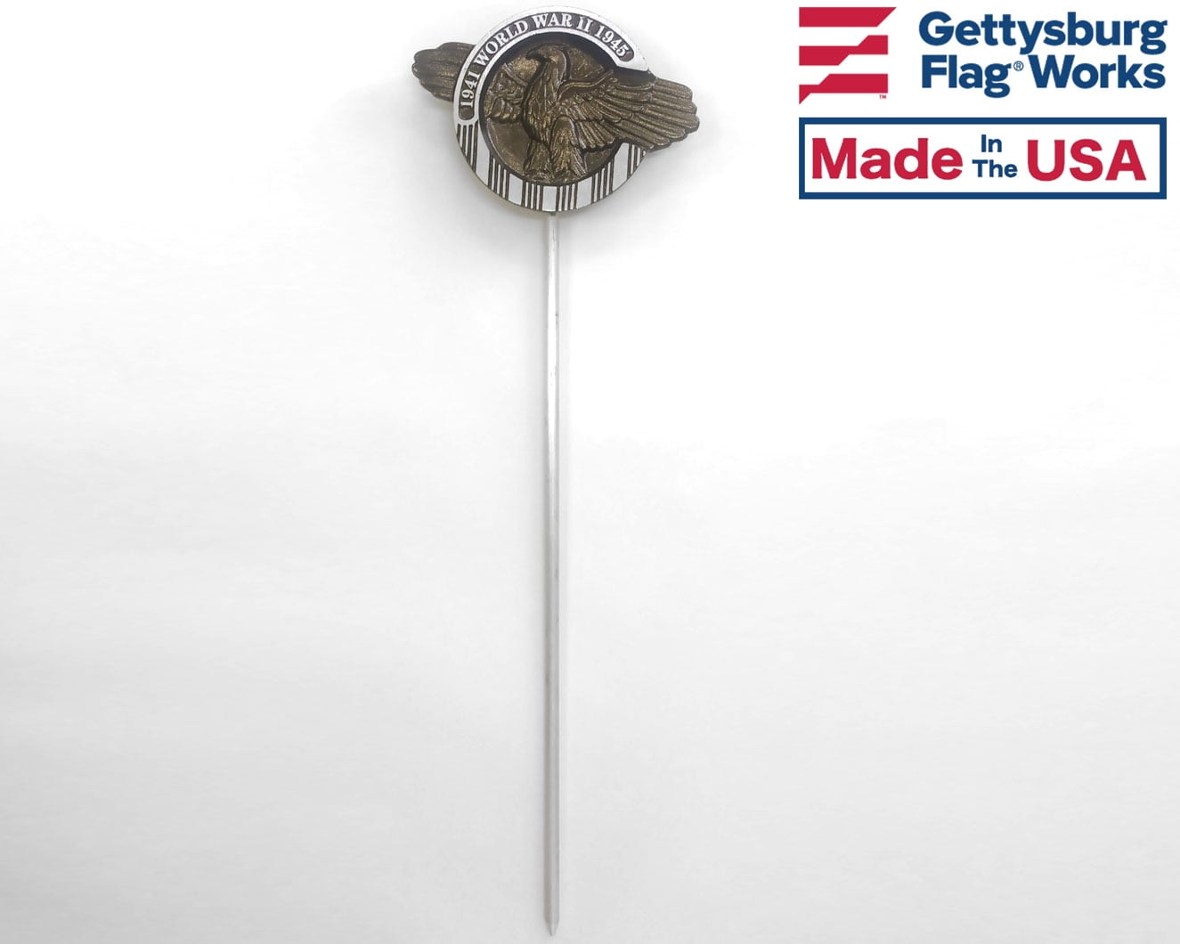 WWII Aluminum Grave Marker and Aluminum Rod, Cemetery Memorial Flag Holder, Veteran Plaque, Made in USA