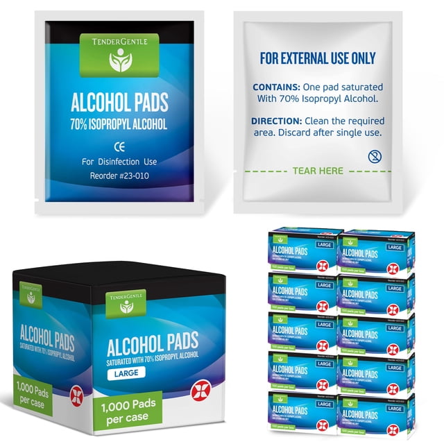 Toallitas con alcohol TenderGentle 70% isopropílico, 1000 pads
