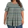 thumbnail image 5 of Horkkom Plus Size Tops for Women Floral Print Short Sleeve Pleated Tunic Tops Summer Casual Loose Crew Neck Blouses L, 5 of 8