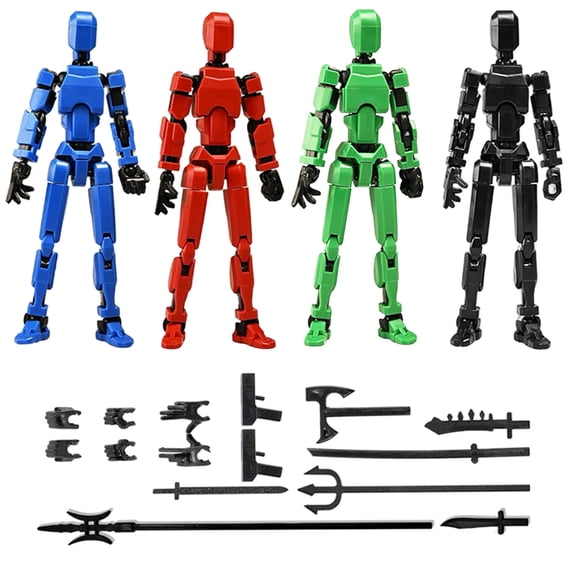 4 Pack Titan 13 Action Figure Set, 3D Printed Collectible, Multi-Joint Movable Figures with Weaponry for Desktop Decoration and Gift Display