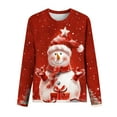 thumbnail image 4 of Bcresic Cute Santa Claus Long Sleeve Shirts for Christmas Womens Snowflake Graphic Tunic Tops Casual Crewneck Basic Tee Xmas Holiday Trendy T-Shirts Funny Going Out Pullover Top,#02_Red,XX-Large, 4 of 4