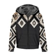 thumbnail image 4 of Mens Western Aztec Print Fleece Jacket,Mens Fleece Lined Hoodie Jacket Casual Zipper Thicken Coats Winter Warm Quilted Jackets Hooded Thermal Outdoor Coat, 4 of 7