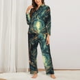 thumbnail image 2 of Picia Enchanted Forest Skull Path Pattern Women’s Long-Sleeve Sleepwear Set - Soft 2-Piece Loungewear with Pockets, Comfy PJs for Relaxing Nights-Small, 2 of 7