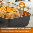 thumbnail image 2 of Gotham Steel Nonstick Deep Fry Pan 11" Square Ceramic Frying Pan Pot with Glass Lid 6.5 Quart with Basket Steamer Insert, 2 of 6