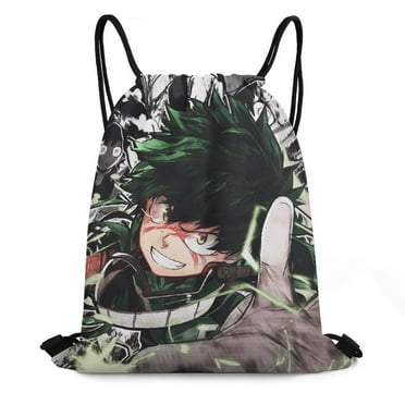 My Hero Academia Drawstring Backpack Water Resistant String Bag Sackpack Cinch for Sports, Gym, Travel, Swimming, Yoga, Beach