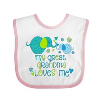 Inktastic My Great Grandma Loves Me Cute Elephants Boys or Girls Baby Bib